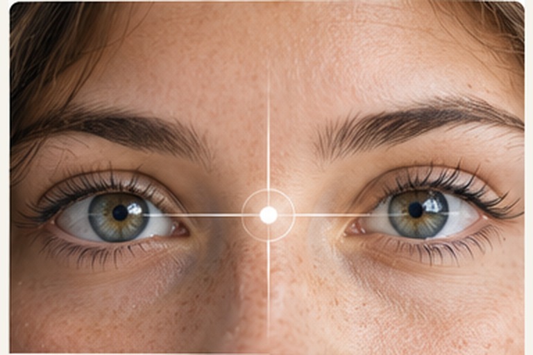 Visione binoculare: primo piano degli occhi e allineamento dello sguardo.